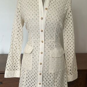 Cream Lace Button-Up Dress